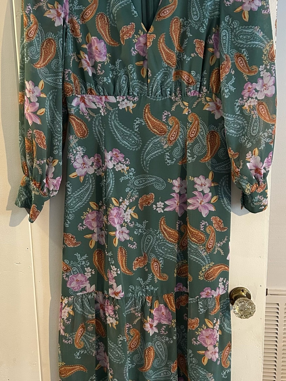 Bar III Green Paisley & Floral Maxi Dress